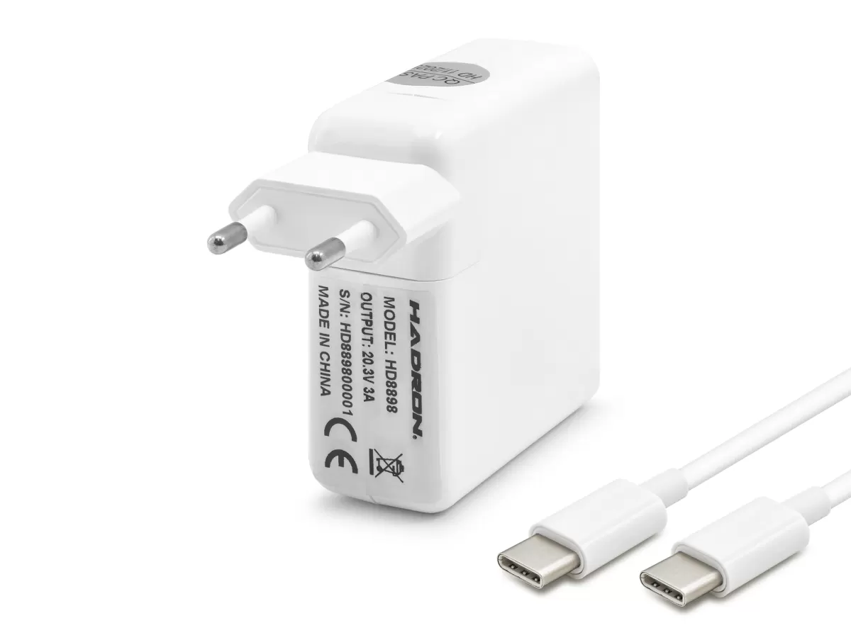 HADRON HD8898 Laptop Adaptörü 60W 20.3V 3A Type-C - Beyaz