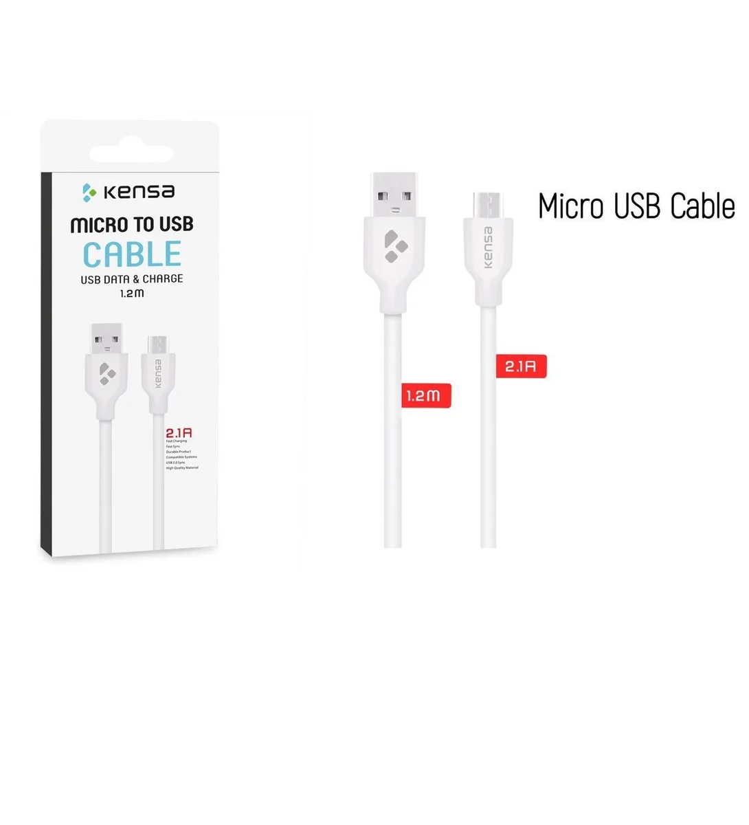 KENSA MİCRO USB ŞARJ KABLOSU 2 METRE